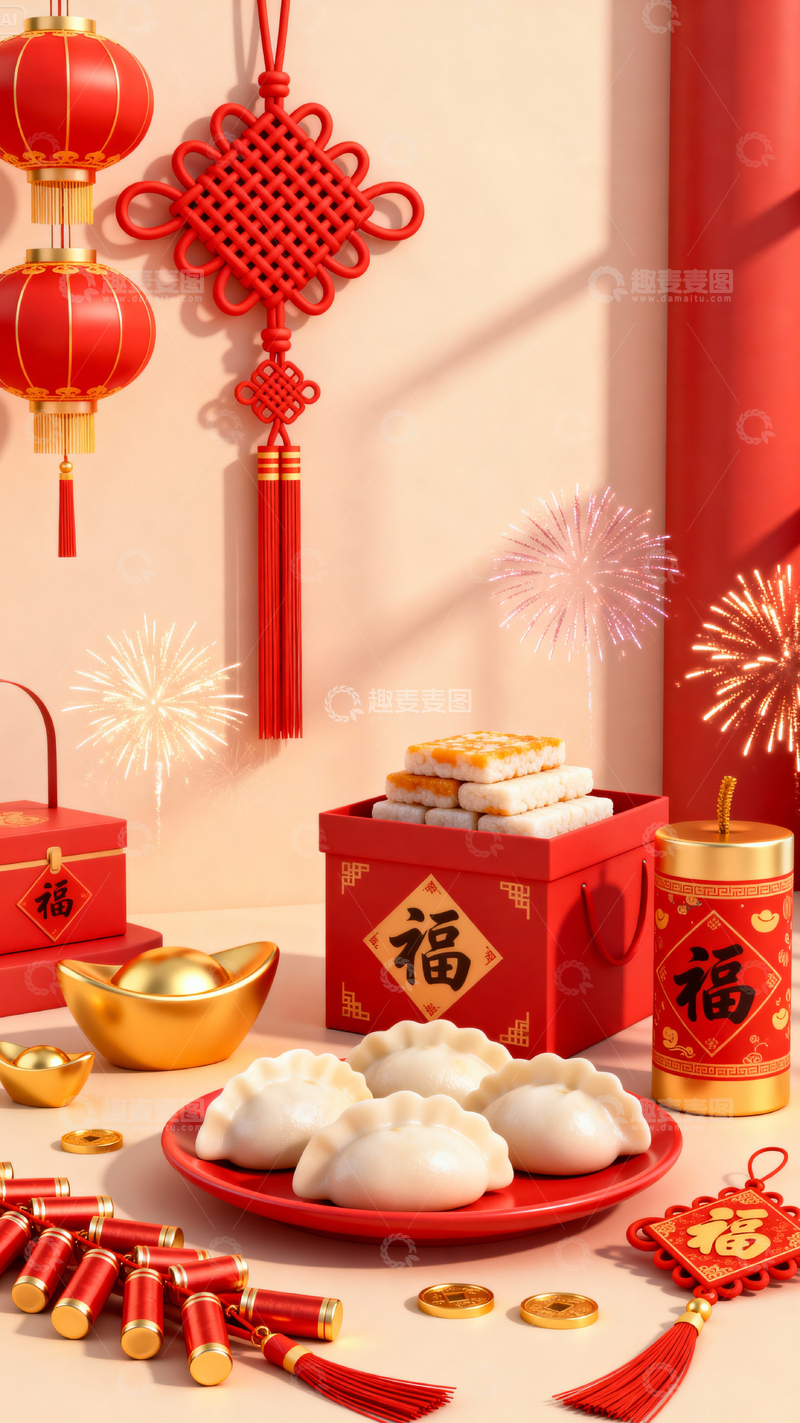 高清大图下载【趣麦麦图】新年元旦春节背景_竖屏210