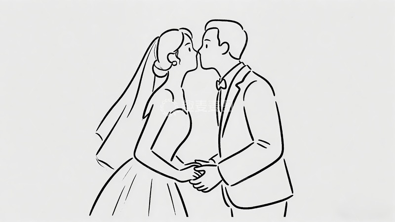 高清大图下载【趣麦麦图】一对新人结婚简笔画