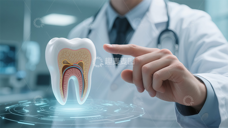 高清大图下载【趣麦麦图】科技医疗牙齿解剖演示图
