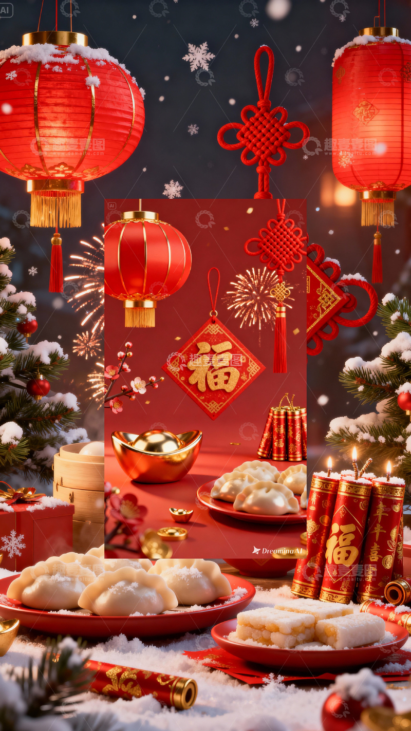 高清大图下载【趣麦麦图】新年元旦春节背景_竖屏170