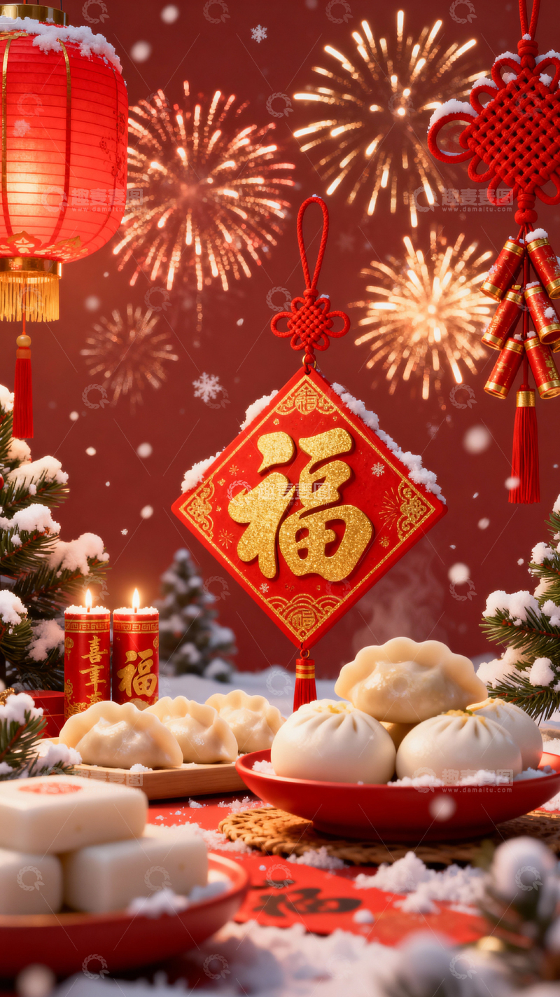 高清大图下载【趣麦麦图】新年元旦春节背景_竖屏112