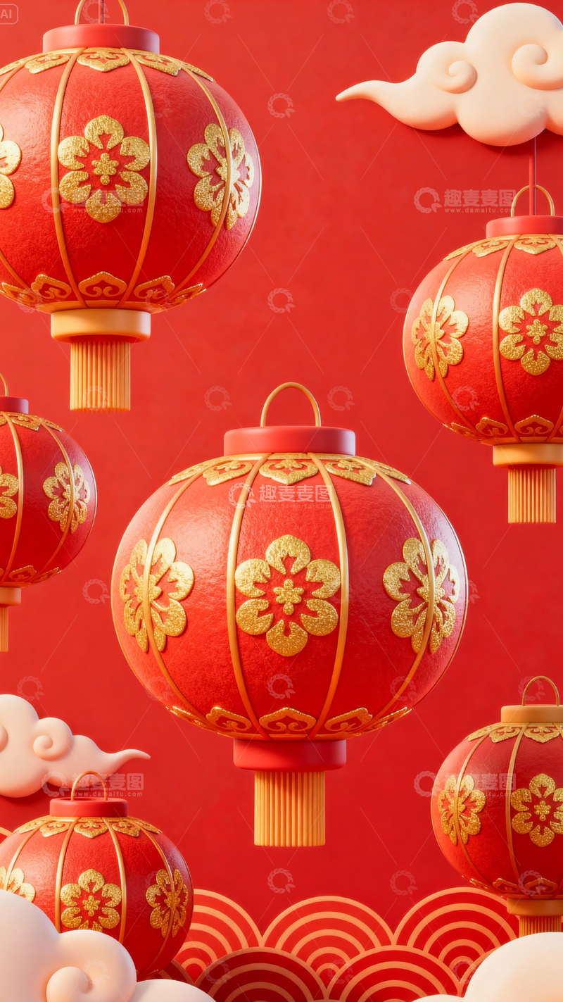 高清大图下载【趣麦麦图】 新年元旦春节背景_竖屏187