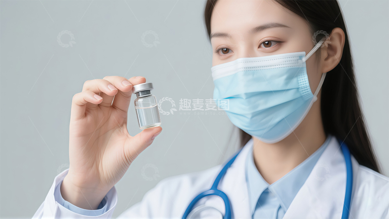 高清大图下载【趣麦麦图】医护展示疫苗样本