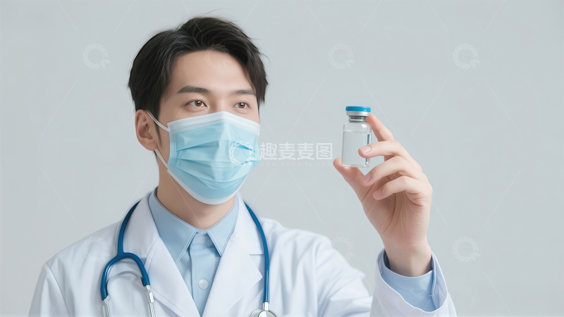 高清大图下载【趣麦麦图】医生展示疫苗宣传图