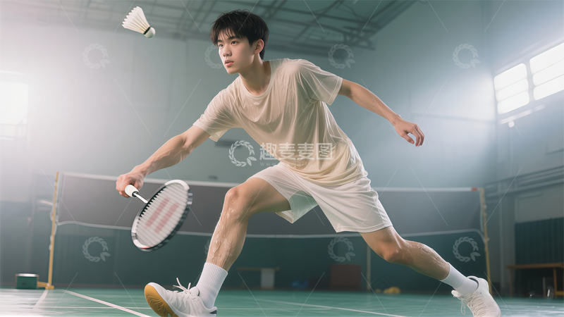 高清大图下载【趣麦麦图】运动风羽毛球赛场热血瞬间摄影图片