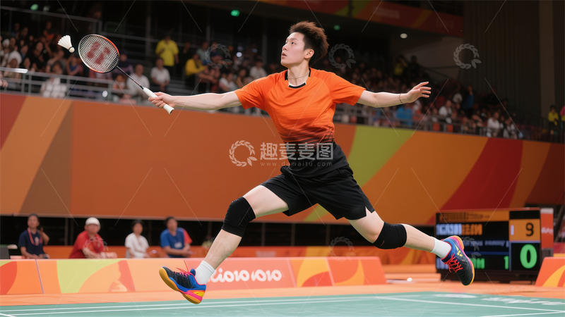 高清大图下载【趣麦麦图】羽毛球赛场跳跃瞬间