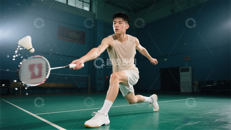 高清大图下载【趣麦麦图】运动风采羽毛球馆挥拍瞬间