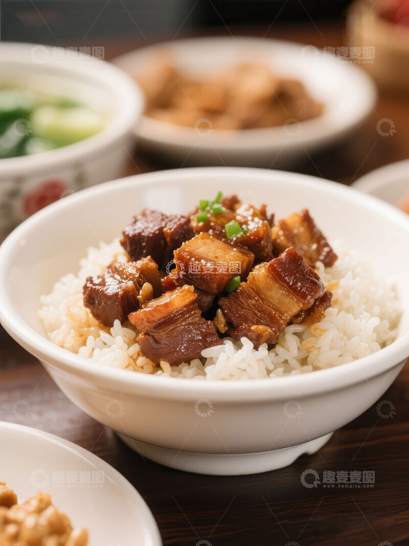 高清大图下载【趣麦麦图】卤肉饭  酱色  香醇