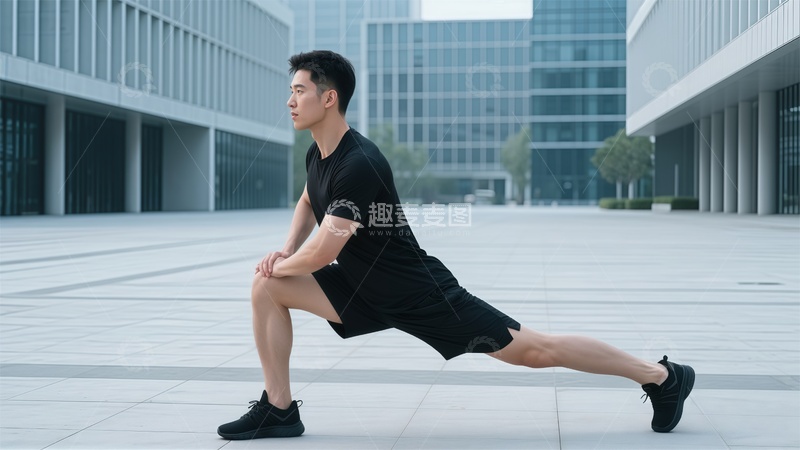 高清大图下载【趣麦麦图】城市户外健身拉伸动作