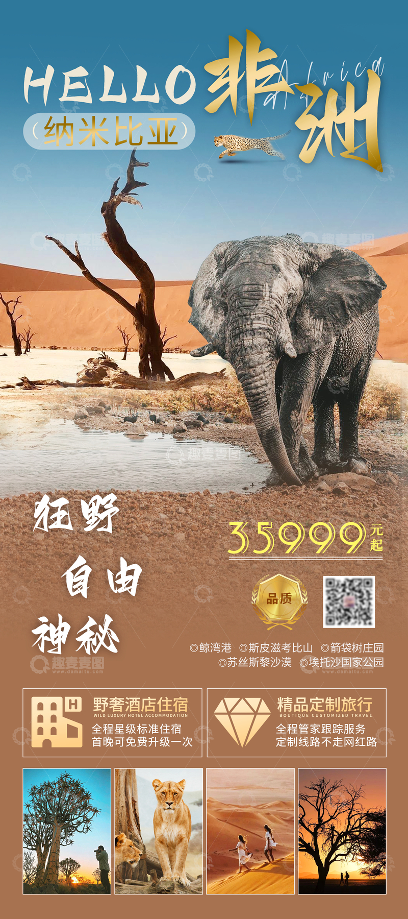 源文件下载【趣麦麦图】非洲纳米比亚定制游海报 