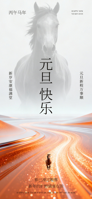 马年新年祝福海报设计