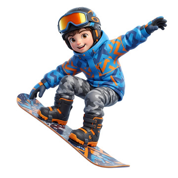 卡通滑雪运动男孩形象设计素材
