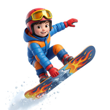 卡通滑雪运动插图