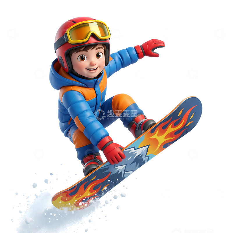 高清大图下载【趣麦麦图】-卡通滑雪运动插图