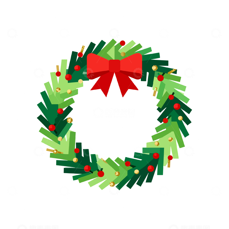源文件下载【趣麦麦图】圣诞花环装饰插画矢量素材
