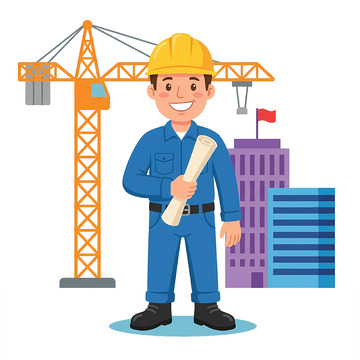 卡通建筑工人设计素材
