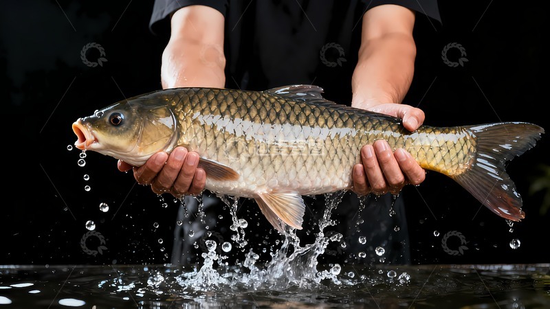 高清大图下载【趣麦麦图】一条鲜活的大草鱼
