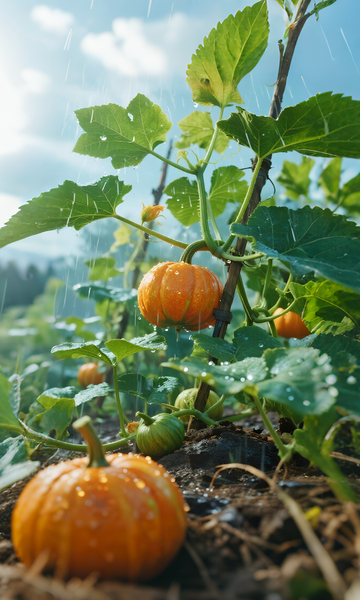雨中南瓜田园风光摄影