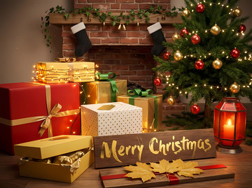 圣诞树礼物温馨场景