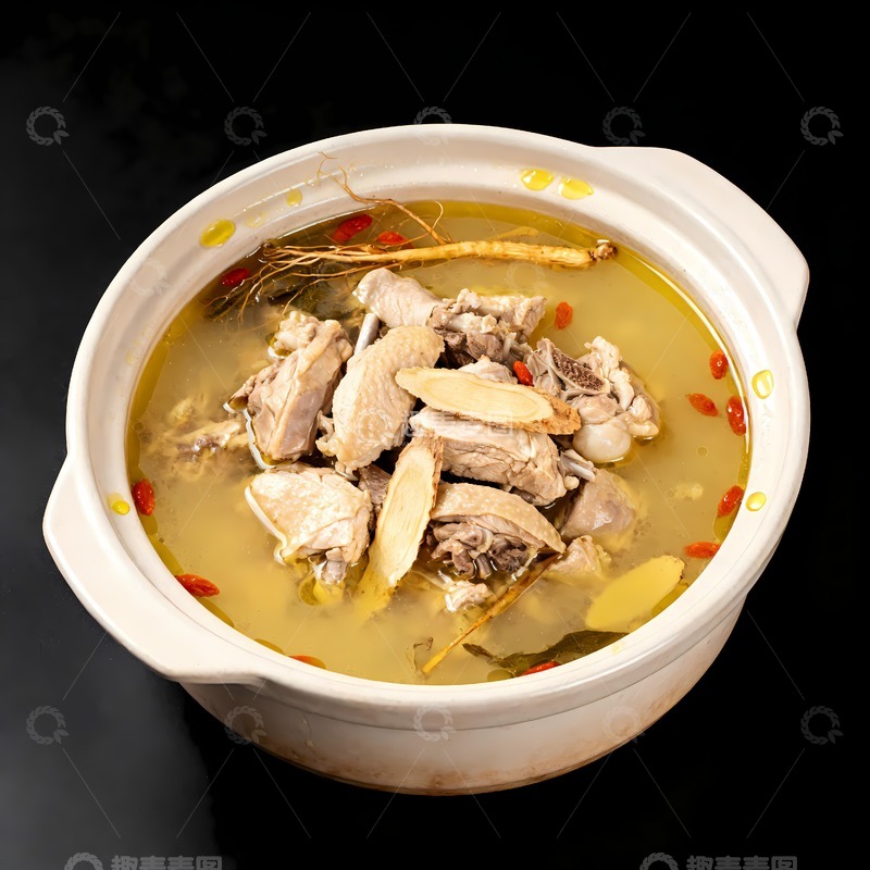 高清大图下载【趣麦麦图】一锅美味药膳鸡