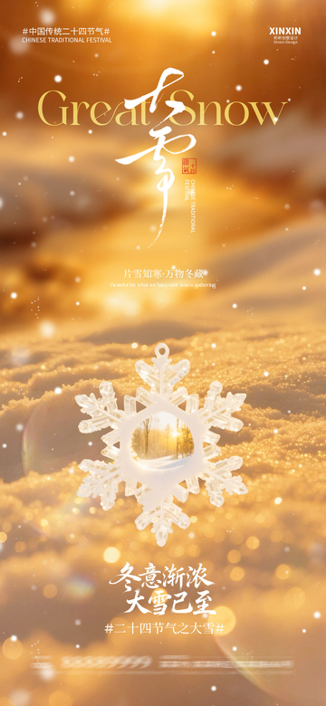 大雪雪花节气海报