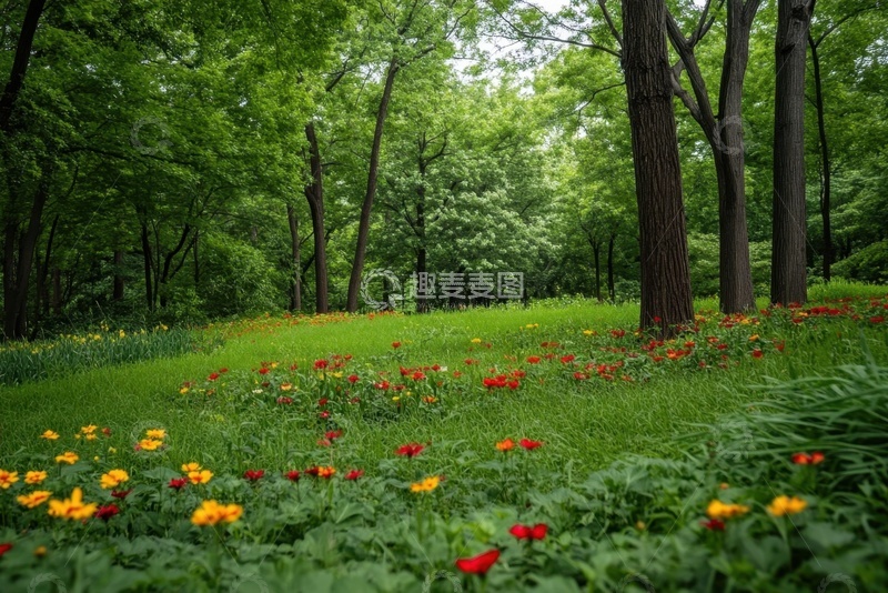 高清大图下载【趣麦麦图】森林树林绿色草地