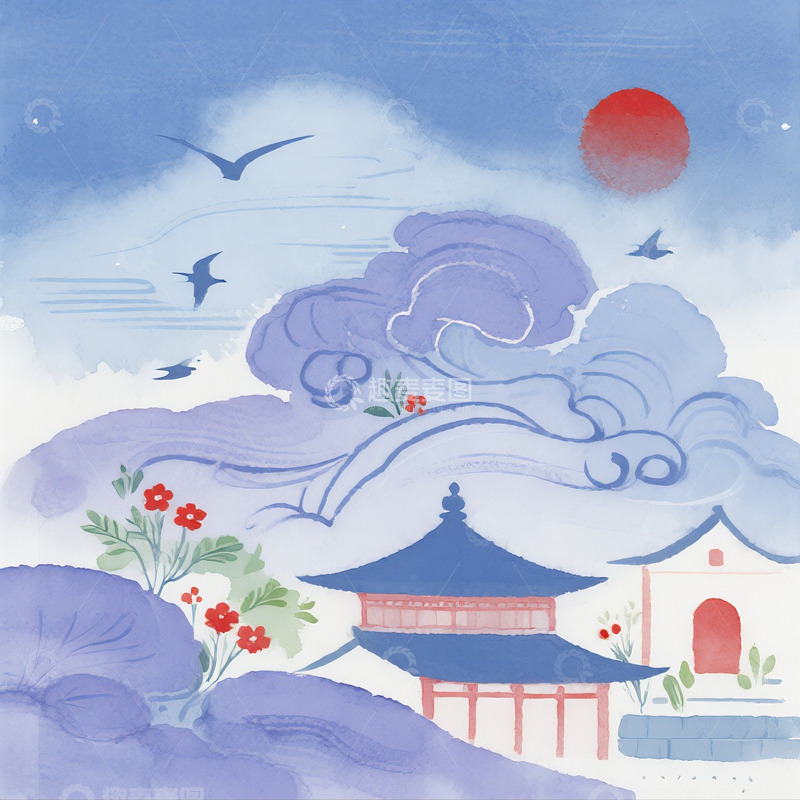 高清大图下载【趣麦麦图】青黛山峦间的亭台烟霞2