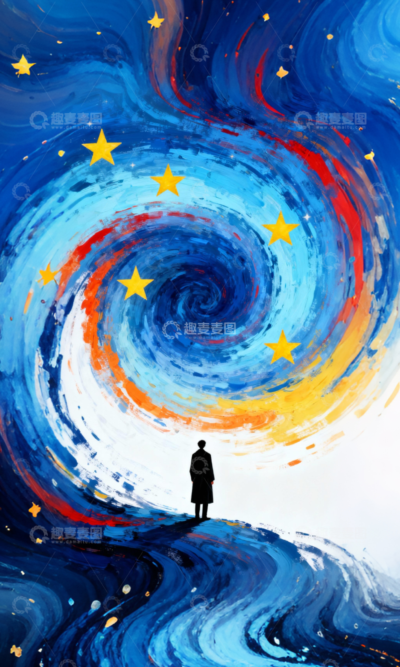 高清大图下载【趣麦麦图】梦幻星空人物油画