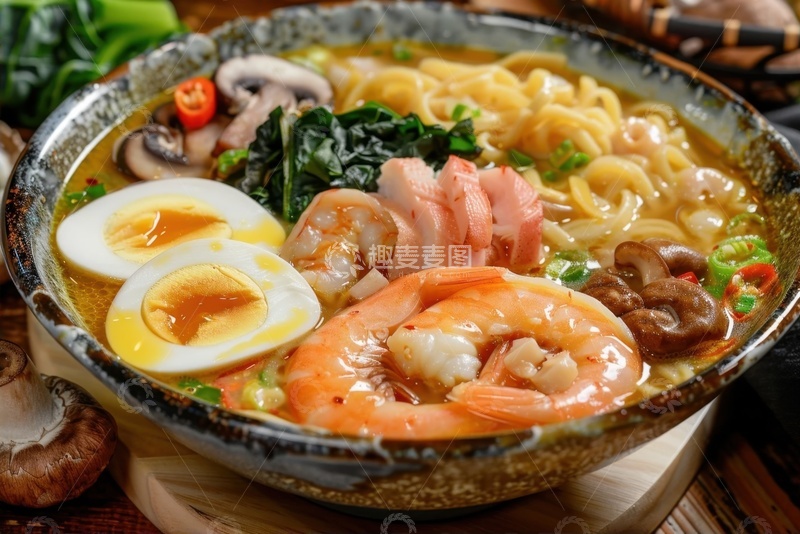 高清大图下载【趣麦麦图】美味的鲜虾鱼肠面
