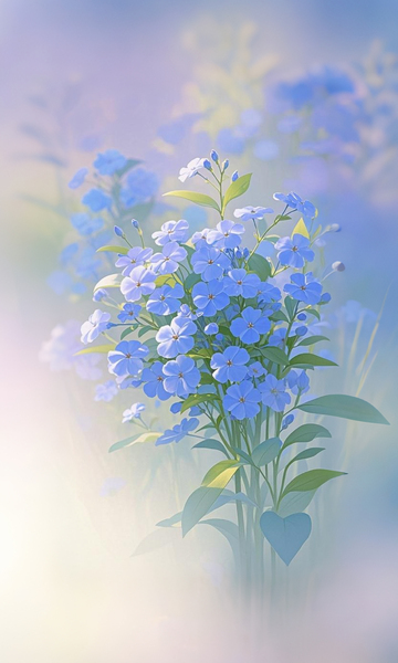 梦幻蓝色花卉插画设计素材