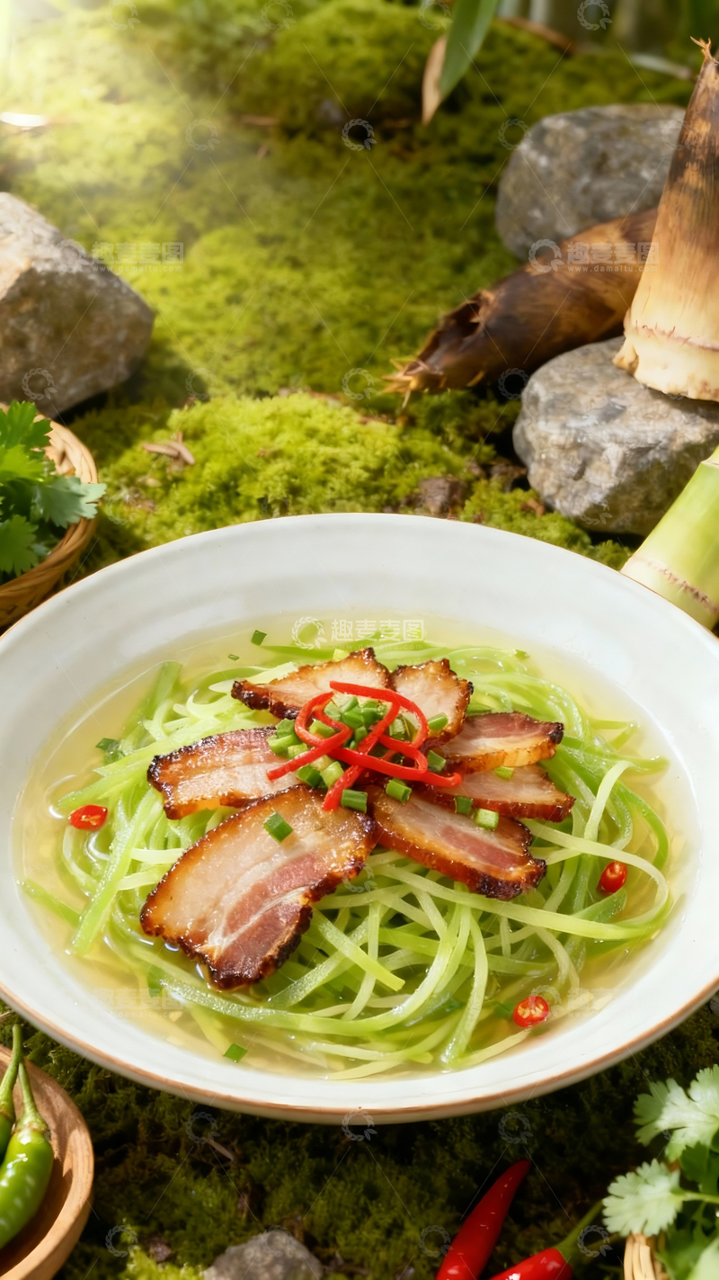 源文件下载【趣麦麦图】春笋腊肉汤2