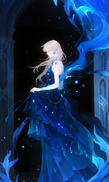 梦幻蓝裙女神插画素材