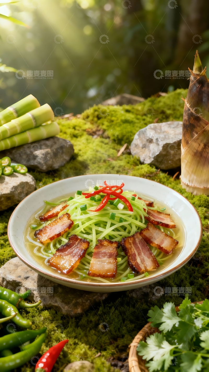 源文件下载【趣麦麦图】春笋腊肉汤4