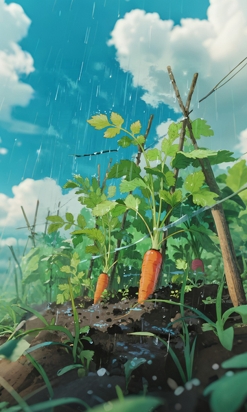 雨中田园胡萝卜插画