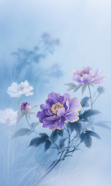 淡雅花卉意境水彩画