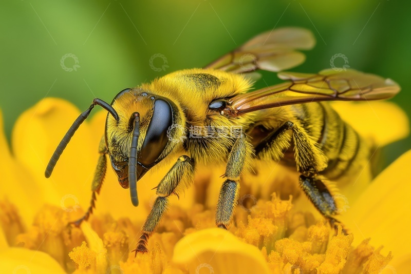 高清大图下载【趣麦麦图】采蜜的蜜蜂特写摄影