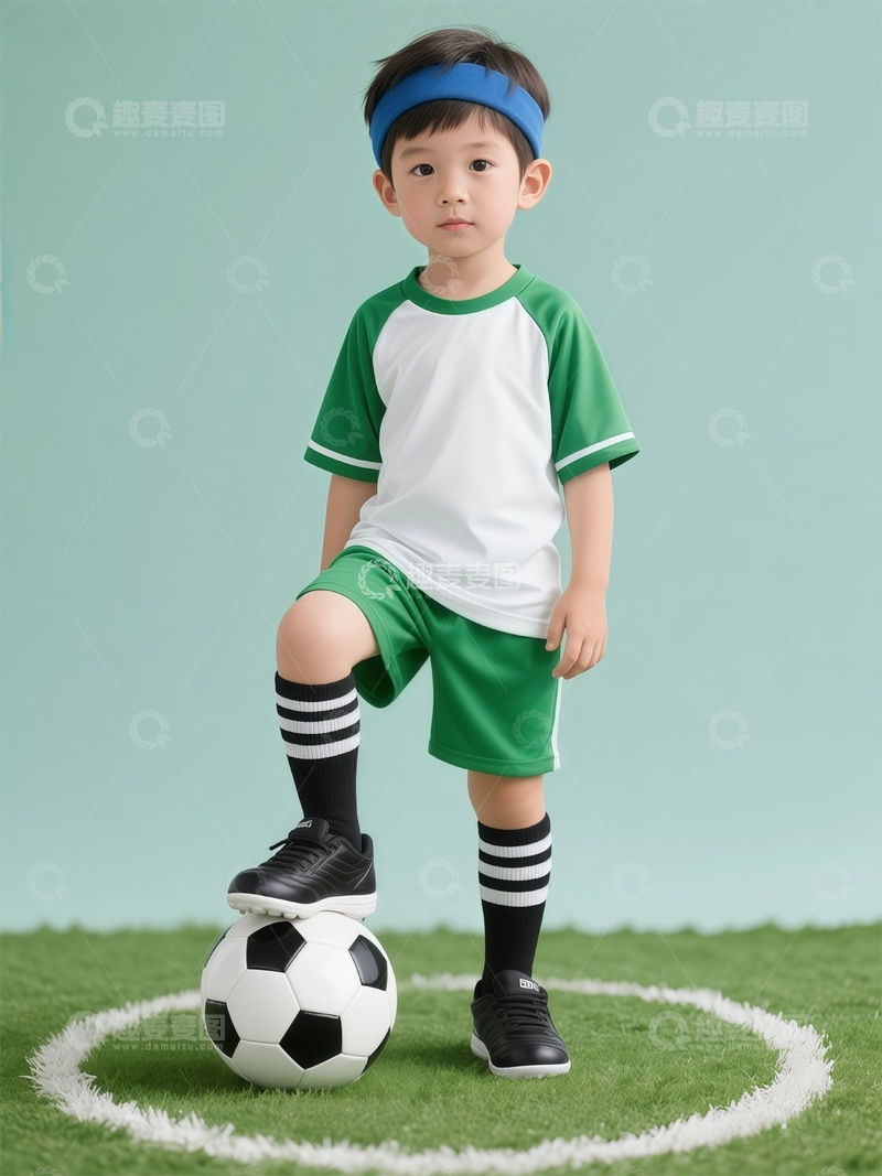 高清大图下载【趣麦麦图】儿童足球运动装扮摄影