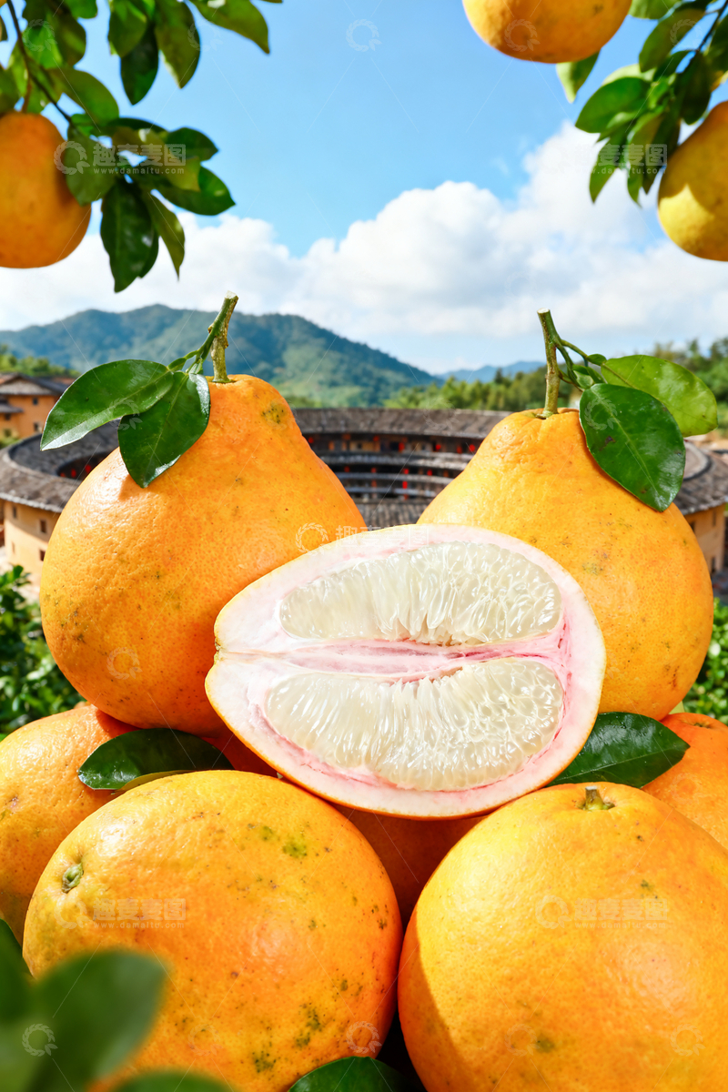 高清大图下载【趣麦麦图】田园风光柚子丰收美景