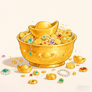 一个装满金银珠宝的聚宝盆