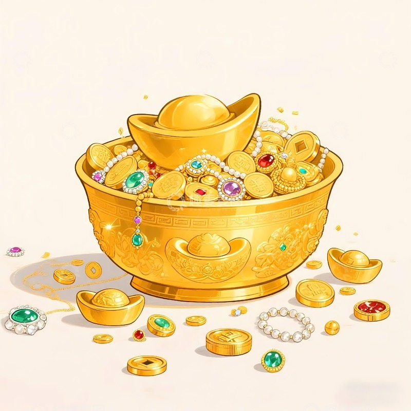 高清大图下载【趣麦麦图】一个装满金银珠宝的聚宝盆