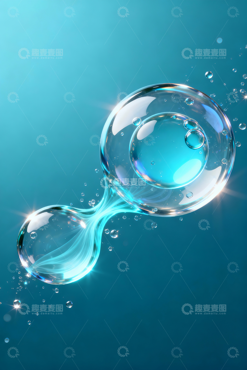 源文件下载【趣麦麦图】两个透明弹性水润质感的的囊泡1