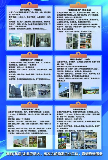 电子厂招聘信息汇总