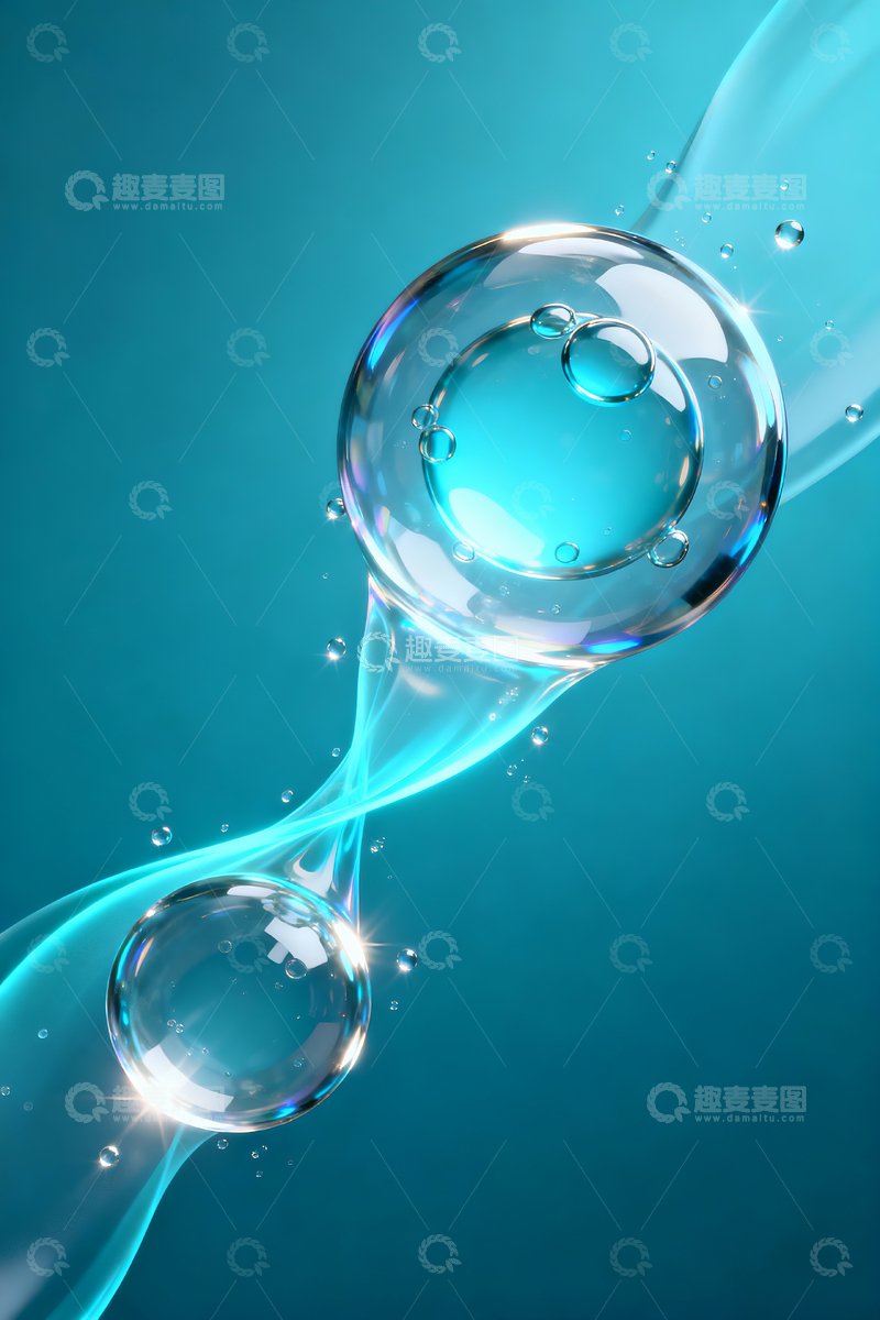 源文件下载【趣麦麦图】两个透明弹性水润质感的的囊泡3