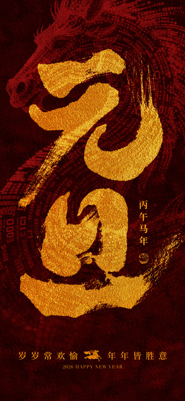 马年祝福艺术字设计素材
