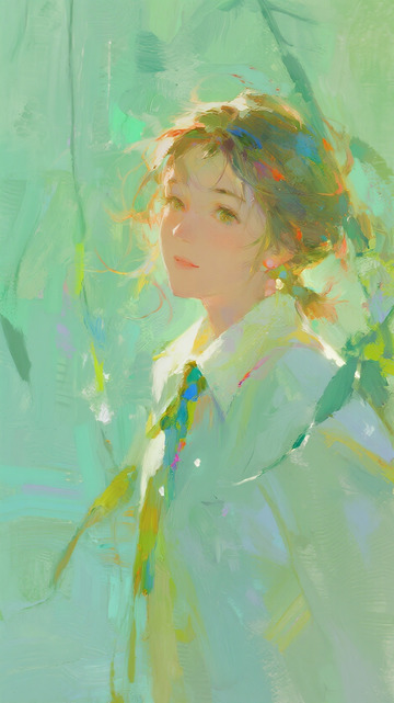 油画风女性肖像艺术插画