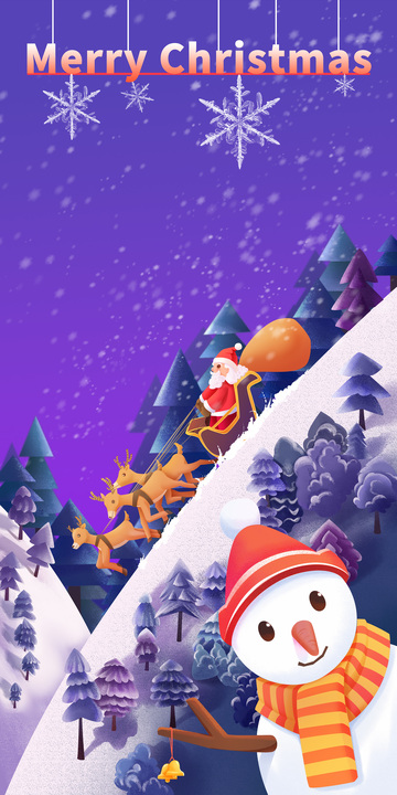 圣诞节圣诞老人雪人背景