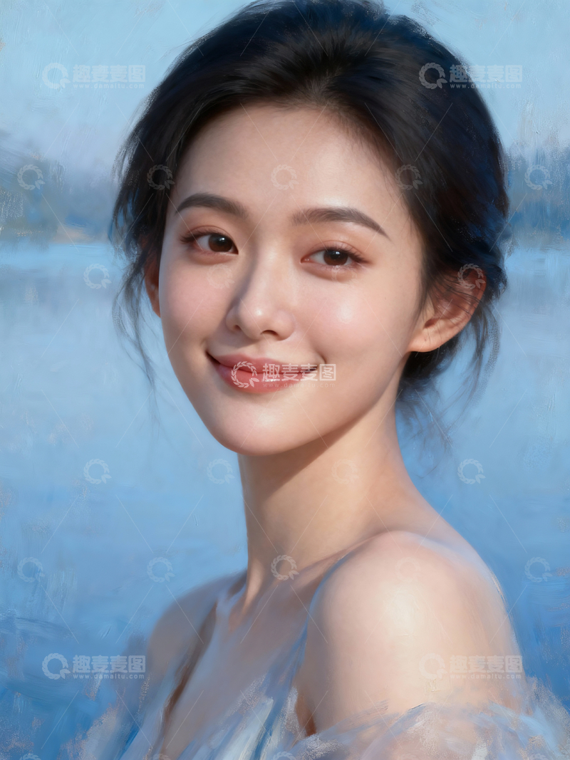 源文件下载【趣麦麦图】油画东亚美女4