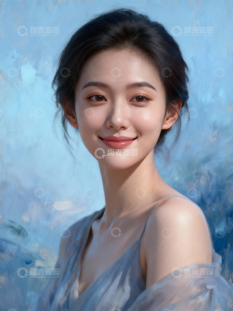 源文件下载【趣麦麦图】油画东亚美女1
