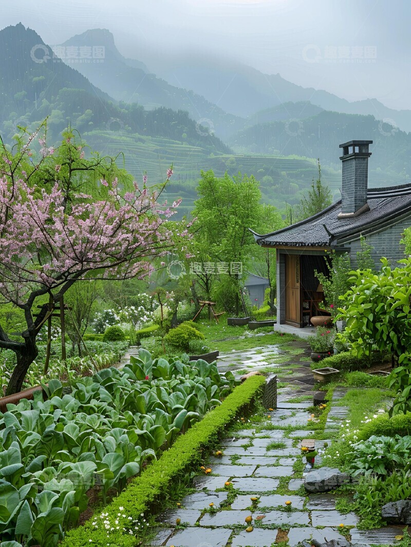 高清大图下载【趣麦麦图】山水田园古风庭院景色