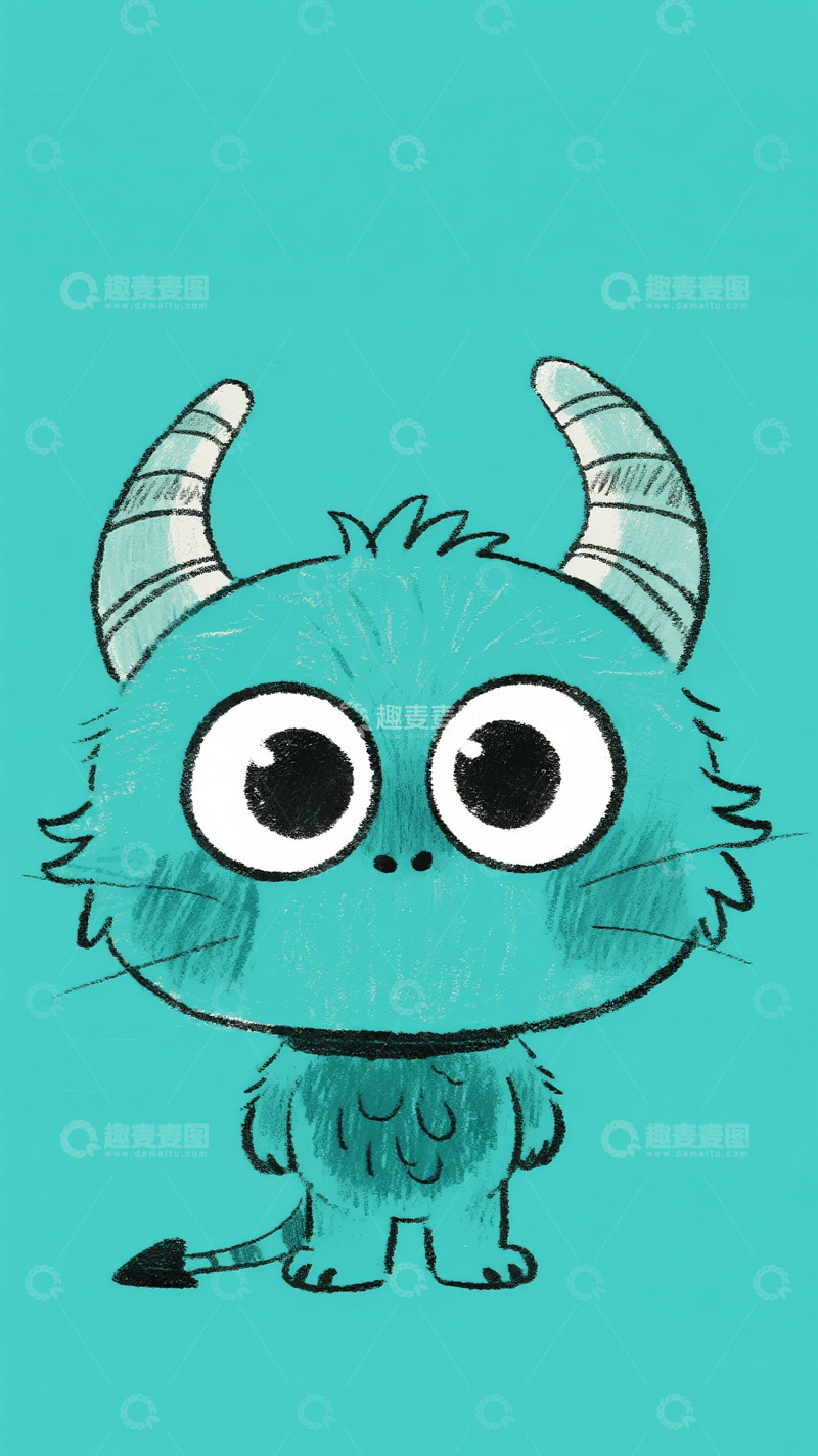 高清大图下载【趣麦麦图】圆眸蓝毛的软萌小怪兽